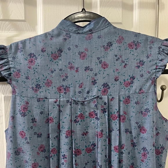 Vtg 70s Darling Blue Floral Prairie Vibes Mu’umu’u - Picture 8 of 9